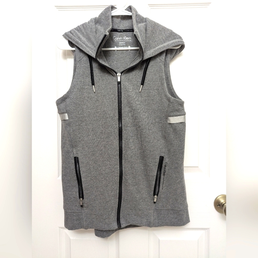 Calvin Klein Performance hooded running vest with reflective strip